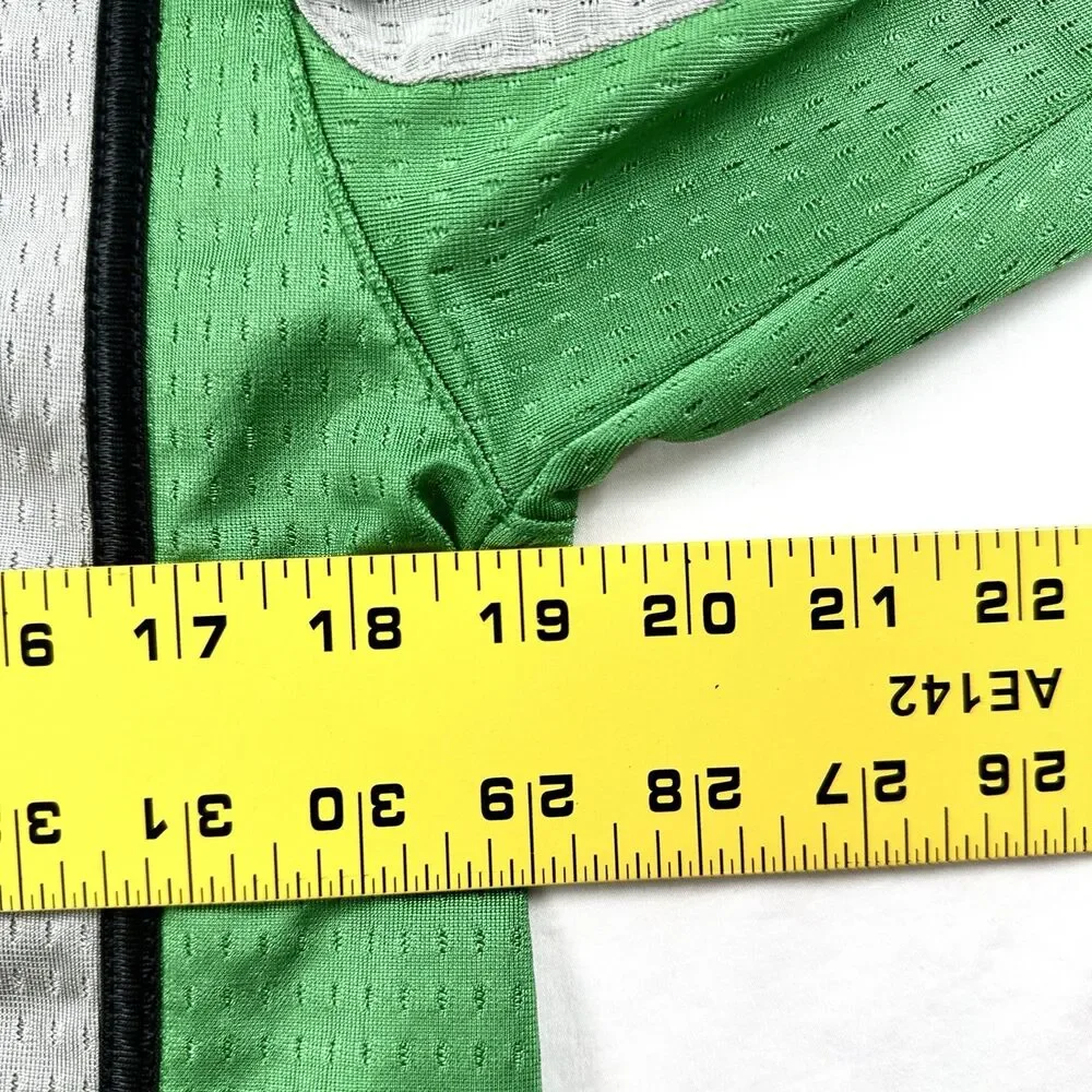 Nike Basketball Jersey Boys XL 18-20 Gray Green Long Sleeve Dri Fit Mesh